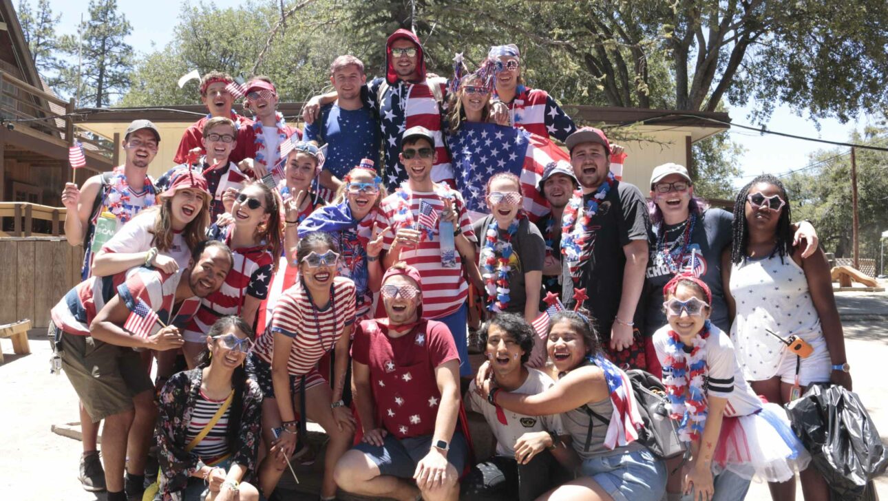 Staff dressed in american clothes.