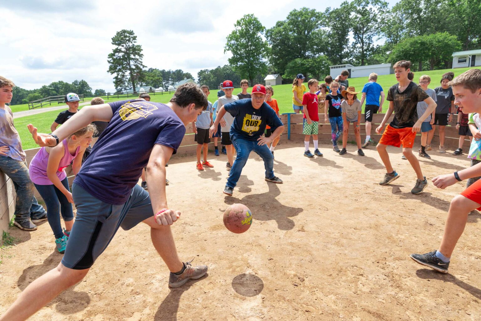 Boys playing with a ball.